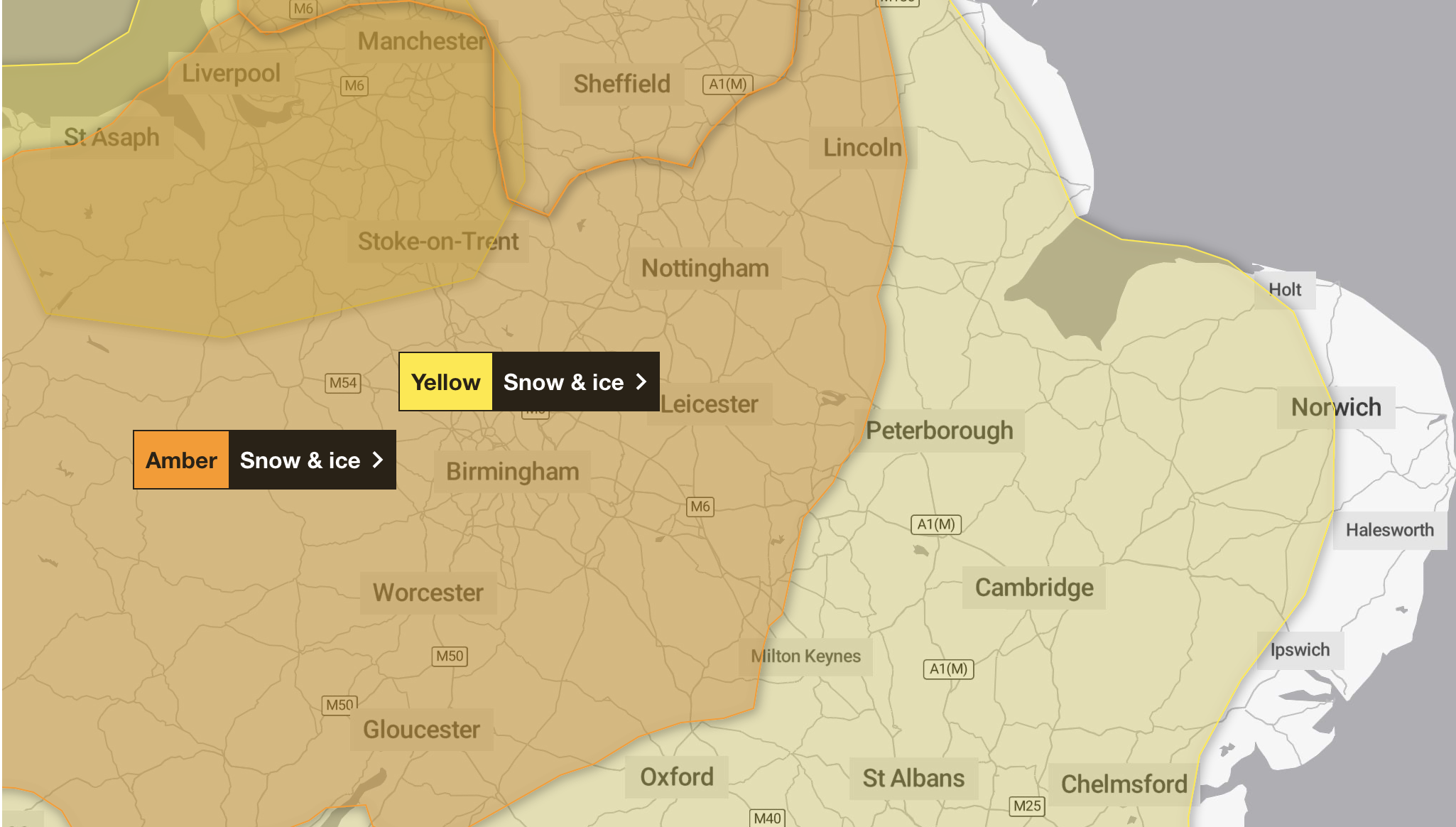 Met office increases weather warning throughout parts of county