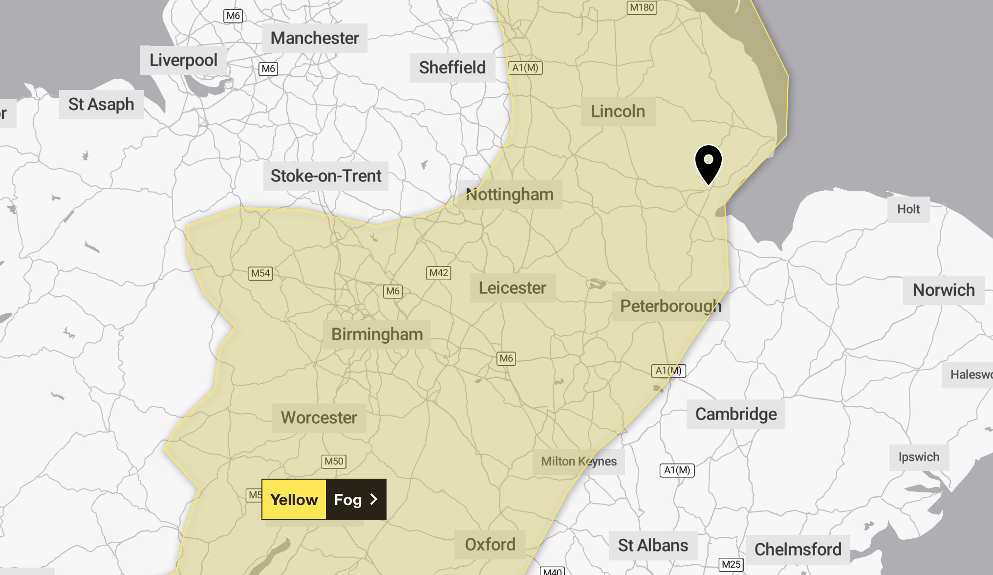 Met Office issues Yellow Weather Warning for Fog