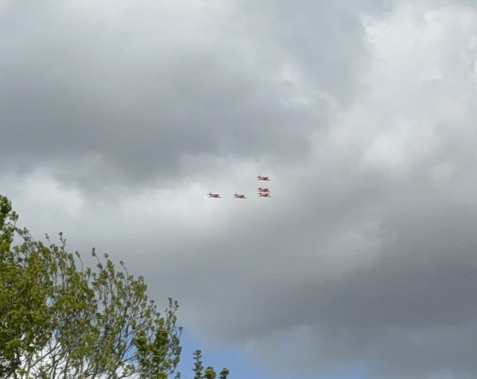 Red Arrows Soar Over Boston En Route to Buckingham Palace VE Day Flypast
