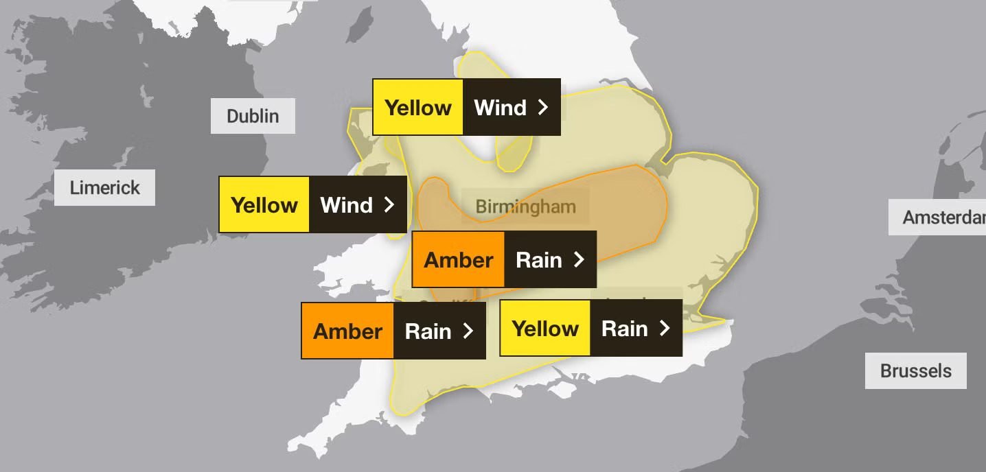 Amber and Yellow Weather Warnings Issued as Storm Claudia Set to Soak Lincolnshire