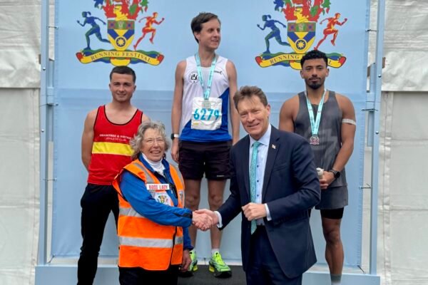 The top three male runners of the 2026 Boston Marathon meet Committee Chair Sue Durrant, and Member of Parliament for Boston and Skegness, Richard Tice MP The top three male runners of the 2026 Boston Marathon meet Committee Chair Sue Durrant, and Member of Parliament for Boston and Skegness, Richard Tice MP
