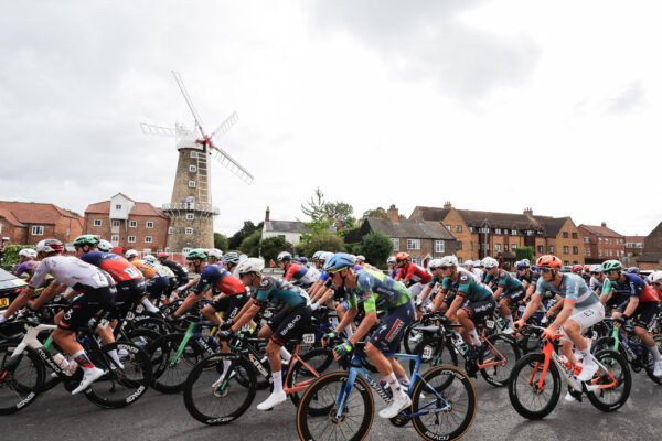 Picture by Alex Whitehead/SWpix.com - 03/09/2026 - Cycling - UCI ProSeries - 2026 Lloyds Tour of Britain Men - Stage 2: Boston to Skegness (181.1km) - The Peloton roll out of Boston