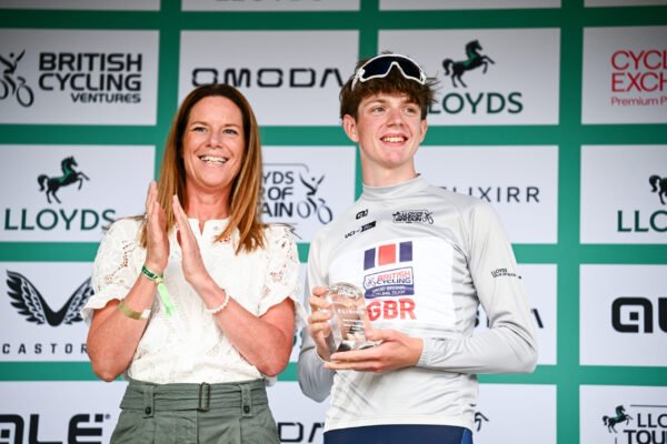 Picture by Simon Wilkinson/SWpix.com - 03/09/2026 - Cycling - UCI ProSeries - 2026 Lloyds Tour of Britain Men - Stage 2: Boston to Skegness (181.1km) - Elliot Rowe (Great Britain National Team) wearing the best young rider jersey