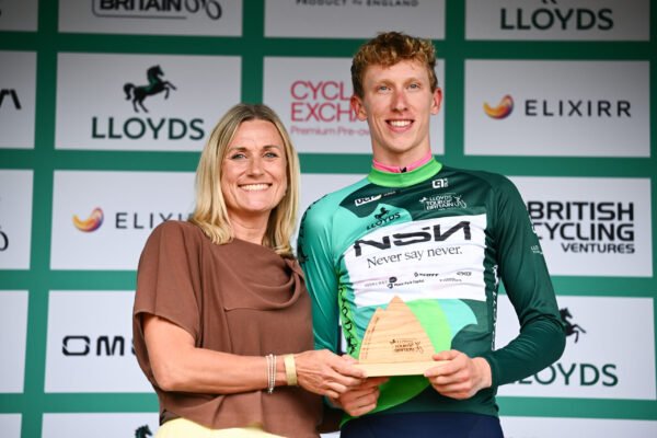 Picture by Simon Wilkinson/SWpix.com - 03/09/2026 - Cycling - UCI ProSeries - 2026 Lloyds Tour of Britain Men - Stage 2: Boston to Skegness (181.1km) - Lewis Askey (NSN Cycling Team) wearing the leaders jersey