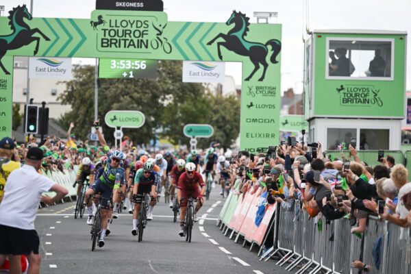 Picture by Zac Williams/SWpix.com - 03/09/2026 - Cycling - UCI ProSeries - 2026 Lloyds Tour of Britain Men - Stage 2: Boston to Skegness (181.1km) - Tim Merlier (Soudal Quick-Step) Winner of Stage 2, celebrates